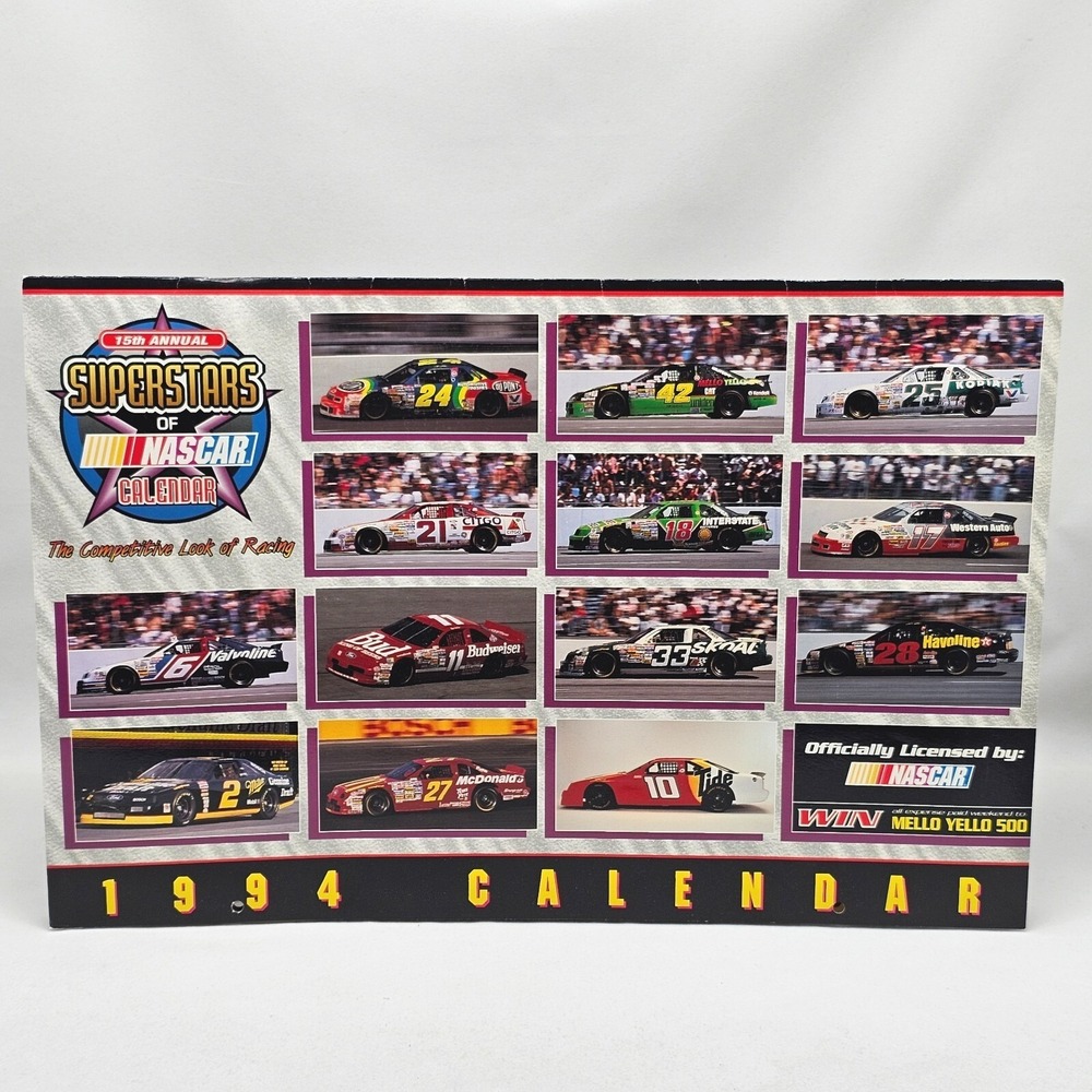 Superstars of NASCAR 1994 Calendar Waltrip Wallace Gordon Elliott NO WRITING VTG